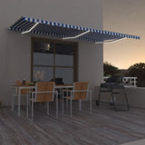 ZNTS Manual Retractable Awning with LED 600x350 cm Blue and White 3069041