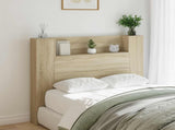 Storage Headboard with LED Sonoma Oak Engineered Wood 3418663