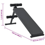 Sit Up Bench Black 124 x 33.5 x 55 cm Powder-Coated Steel 42002575