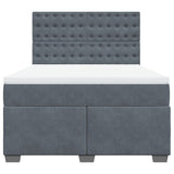 Box Spring Bed with Mattress Dark Grey 140x190 cm Velvet 3290919