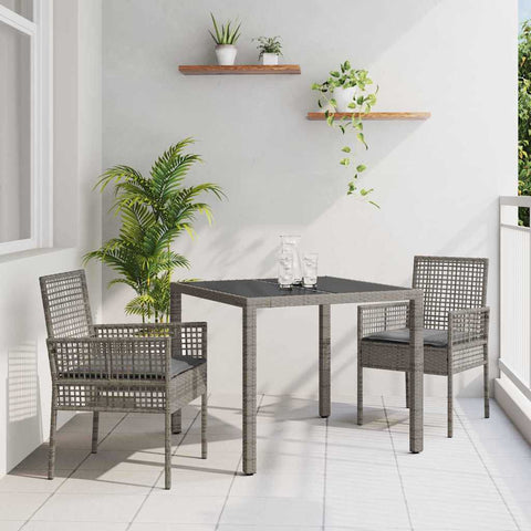 Garden Dining Set 3 pcs Grey Poly rattan 3334871