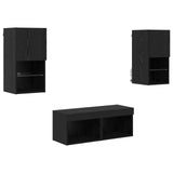 TV Wall Cabinets Wall-mounted 4 pcs Black Oak Engineered Wood 3402916