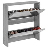 Shoe Cabinet with Mirror 2-Layer Grey Sonoma 63x17x67 cm 342633