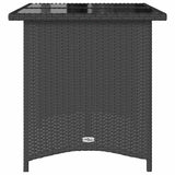 Garden Table Black Poly Rattan, Tempered Glass, Powder-Coated Steel 366350