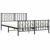 Metal Bed Frame without Mattress with Footboard Black 150x200cm 374457