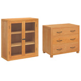 Storage Furniture Set with Drawer 2 pcs Brown Solid Oak Wood 3328634