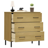Sideboard with 3 Drawers Brown 77x40x79,5 cm Solid Wood "OSLO 350979