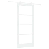 Sliding Door ORKDAL White 93 x 211 cm Solid Pine Wood and Glass 3332066
