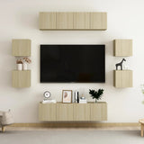 8 Piece TV Cabinet Set Sonoma Oak Engineered Wood 3078961