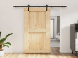 Sliding Door Natural and Black 90 x 210 cm Solid Pine Wood 3444903