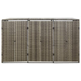 Triple Wheelie Bin Shed Grey 207x80x117 cm Poly Rattan 319866
