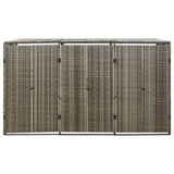 Triple Wheelie Bin Shed Grey 207x80x117 cm Poly Rattan 319866