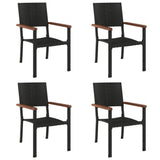 5 Piece Garden Dining Set Black Poly Rattan 3156684