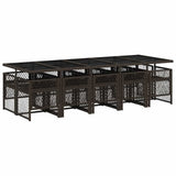 11 Piece Garden Dining Set with Cushions Brown Poly Rattan 3210753