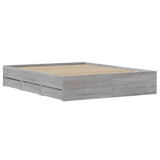 Bed Frame with Drawers without Mattress Grey Sonoma 140x190 cm 3207306