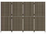 Room Divider 4 Panels Grey Poly Rattan 365346