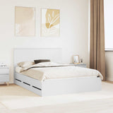 Bed Frame with Drawer White 150 x 200 cm Engineer Wood 3411103
