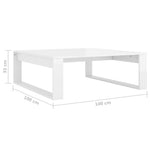 ZNTS Coffee Table High Gloss White 100x100x35 cm Engineered Wood 808636