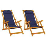 Beach Chair with Cushion 2 pcs Brown x x Solid Acacia wood 3325143