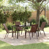 Garden Dining Set 5 pcs Brown and Black Powder-coated Steel 3379131