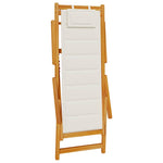 Folding Beach Chair with Armrests Light Grey Acacia Wood & Textilene 4108068