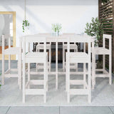 7 Piece Garden Bar Set White Solid Wood Pine 3154761