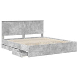 Bed Frame with Drawer Concrete Grey 180 x 200 cm Engineer Wood 3411092