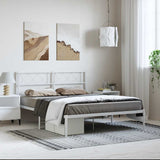 ZNTS Metal Bed Frame without Mattress with Headboard White 135x190cm 372325