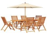 Outdoor Dining Set with Parasol 8 pcs Cream White and Natural 3438545