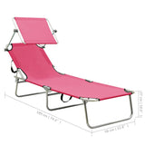 ZNTS Folding Sun Lounger with Canopy Steel Magento Pink 310327