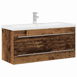 Bathroom Sink Cabinet with Drawer Wall-mounted 2 pcs Old Wood 3333130