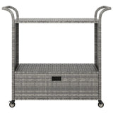 Bar Cart with Drawer Grey 100x45x97 cm Poly Rattan 316664