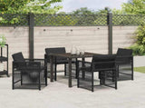Garden Dining Set 5 pcs Black Poly Rattan 3380773