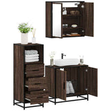 3 Piece Bathroom Furniture Set Brown Oak Engineered Wood 3301009