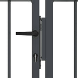 Fence Gate with Spear Top with Lock Grey 404 x 175 cm Steel 42009051
