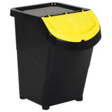 Stackable Waste Bins with Lids 3 pcs Black PP 120 L 364071