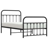 Bed Frame Black Powder-Coated Steel Single Bed Frame 352590