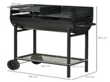 Steel 2-Grill Charcoal BBQ w/ Wheels Black T3398P317787