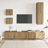 5 Piece TV Cabinet Set Wall-mounted Artisan Oak Engineered Wood 3329000