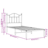Metal Bed Frame without Mattress with Headboard White 90x200cm 353481