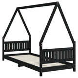 Kids Bed Frame Black 80x200 cm Solid Wood Pine 834497