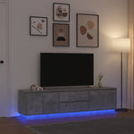 ZNTS TV Cabinet with LED Lights Concrete Grey 193.5x41x50 cm 3328438