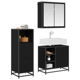 Bathroom Furniture Set 3 pcs Black Oak Engineered Wood 3402374
