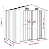 Garden Shed Grey 205x129x183 cm Galvanised Steel 46298