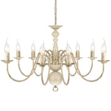 241383 Antique White Metal Chandelier 8 x E14 Bulbs