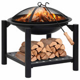 Fire Pit with Poker 54x54x55 cm Steel 313639