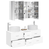 Bathroom Furniture Set 4 pcs White Engineered Wood and Glass 3407103
