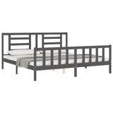 Bed Frame without Mattress Grey 200x200 cm Solid Wood Pine 3192903