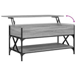 ZNTS Coffee Table Grey Sonoma 100x50x50 cm Engineered Wood and Metal 845359