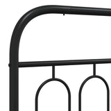 Metal Bed Frame without Mattress with Headboard Black 150x200cm 377119